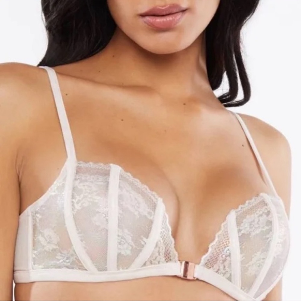 Savage x Fenty Bra Size XL Front Snap Closure Lace No‎ Wire Iridescent